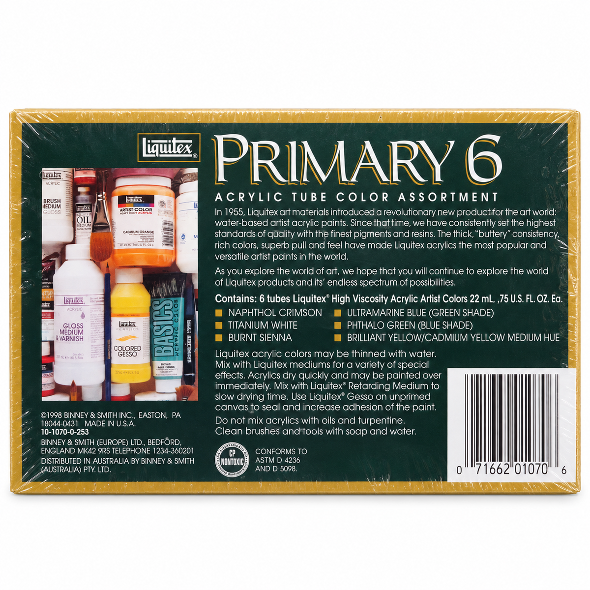 Liquitex Haute Viscosité Primaire 6 --- tubes de 22 ml Assortiment