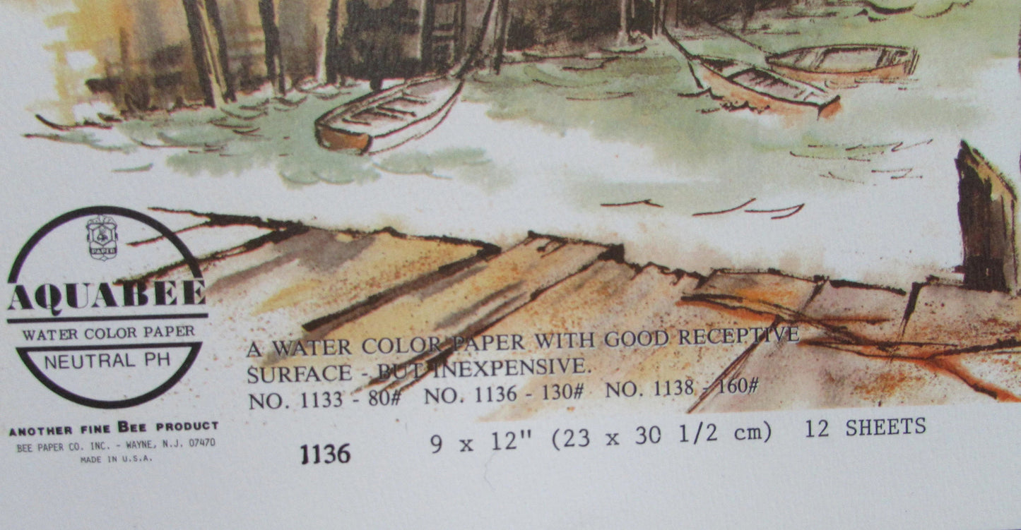 Aquabee Bee Paper Artist Watercolor Pad 12 Sheets Made in U.S.A
