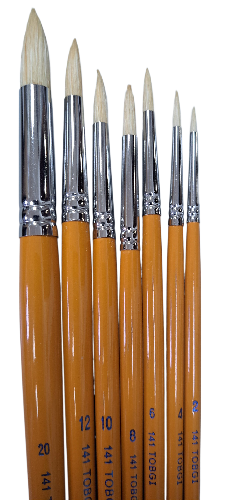 Artist Quality Round White Bristle Hog hair long handle Oil--Acrylic paint and more!