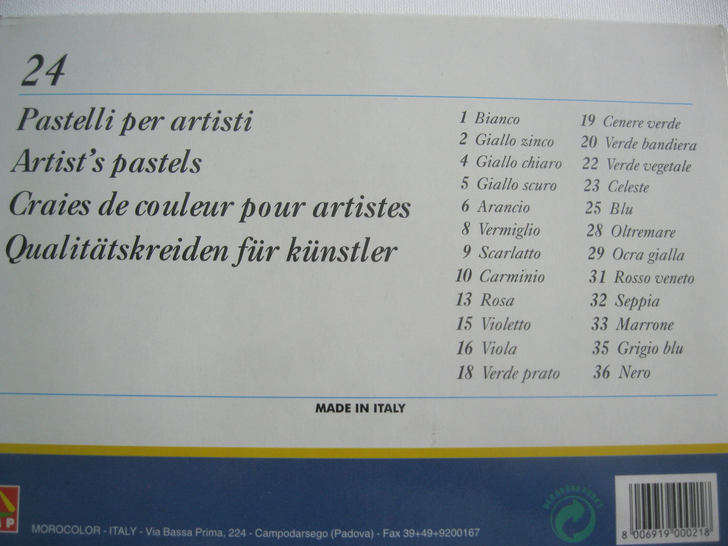 Ensemble de 24 pastels d'artiste fabriqué en Italie