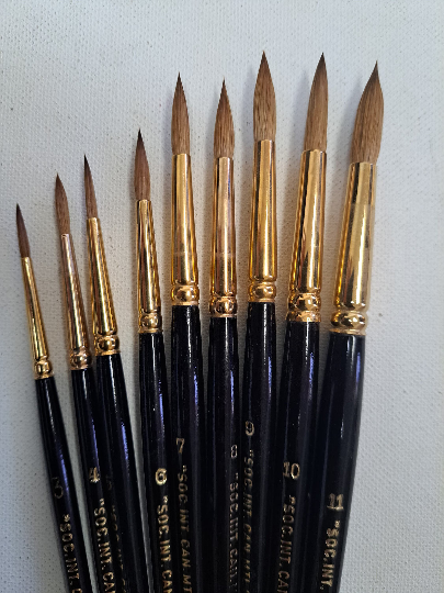 Best Winter Tail Kolinsky Sable Artist Quality Water Colour Brush pointed round (Natural Hair) Gold plated ferrules--Short Handle