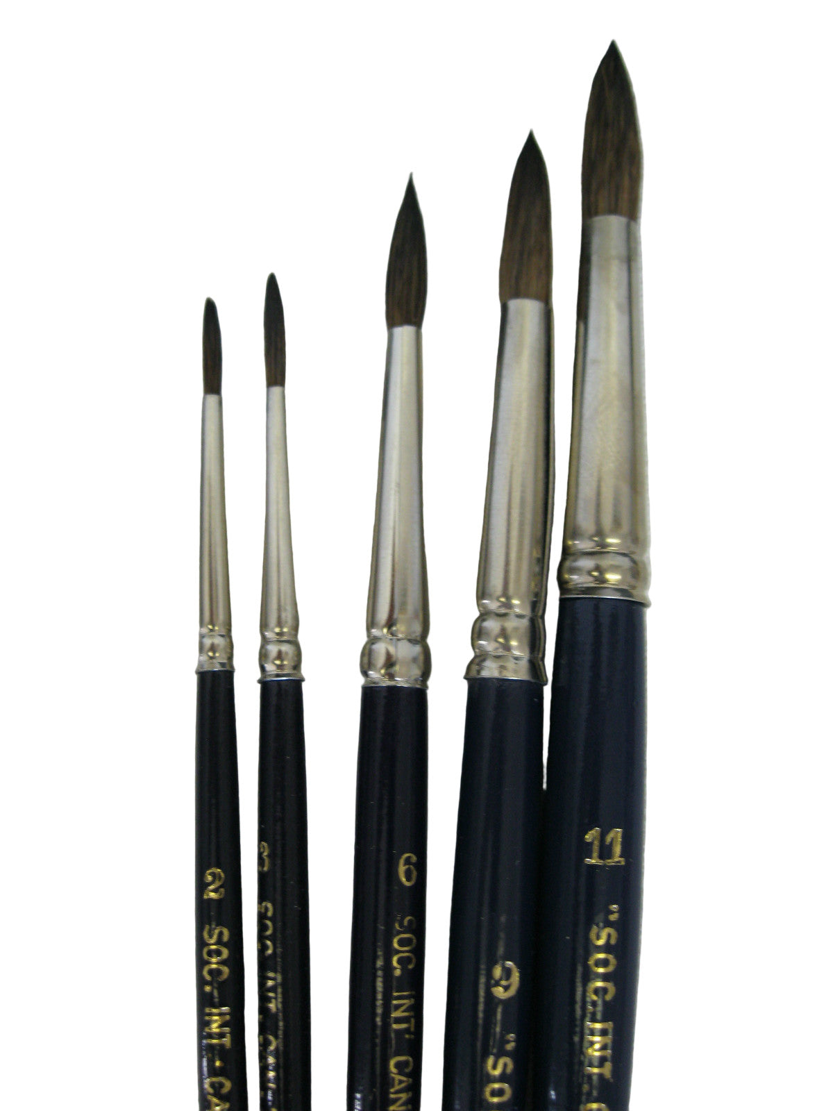 Set of 5pcs -Watercolour brushes set mix squirrel hair sizes # 2-3-6-9-11 (Made in Germany)