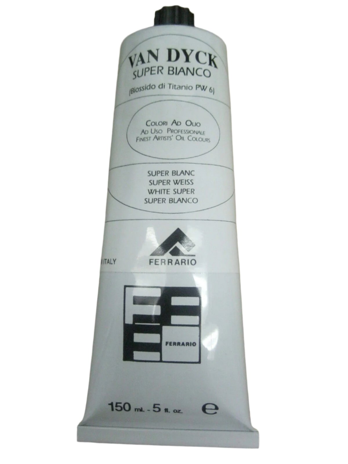 Peinture à l'huile Ferrario VAN DYCK Blanc de titane Super White 150ML Fabriquée en Italie