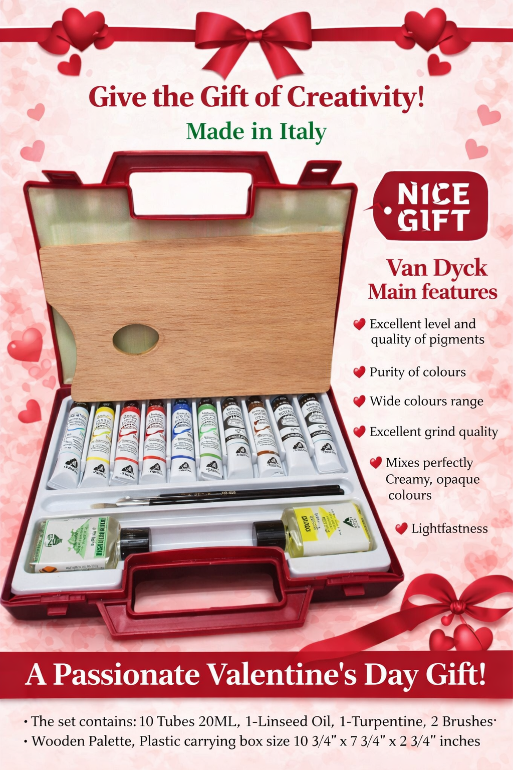 Ensemble Peinture à l'huile Ferrario Van Dyck de qualité artistique avec coffre  en plastique