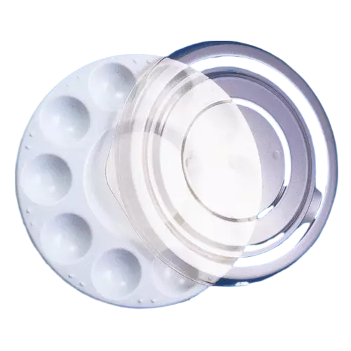 Palette de peinture en plastique d'artiste avec couvercle Ronde 10 puits