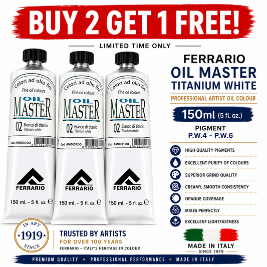 Peinture à l'huile Blanc de Titane 150ml Peinture d'artiste Fabriqué en Italie Ferrario Achetez-en 2 et obtenez-en 1 gratuit Offre à durée limitée !