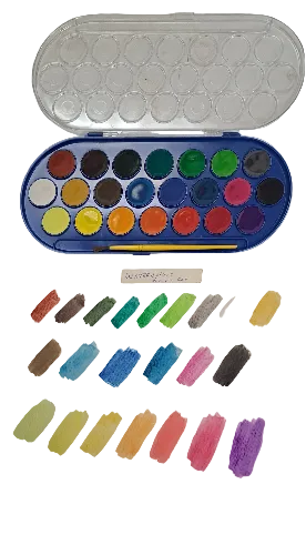 Watercolour Paint Set Plastic Box of 22 pcs  Tablets 30mm plus Brush  (Made in Italy)