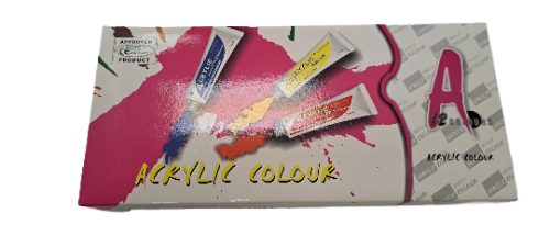 Ensemble Peinture acrylique d'artiste 12 tubes 