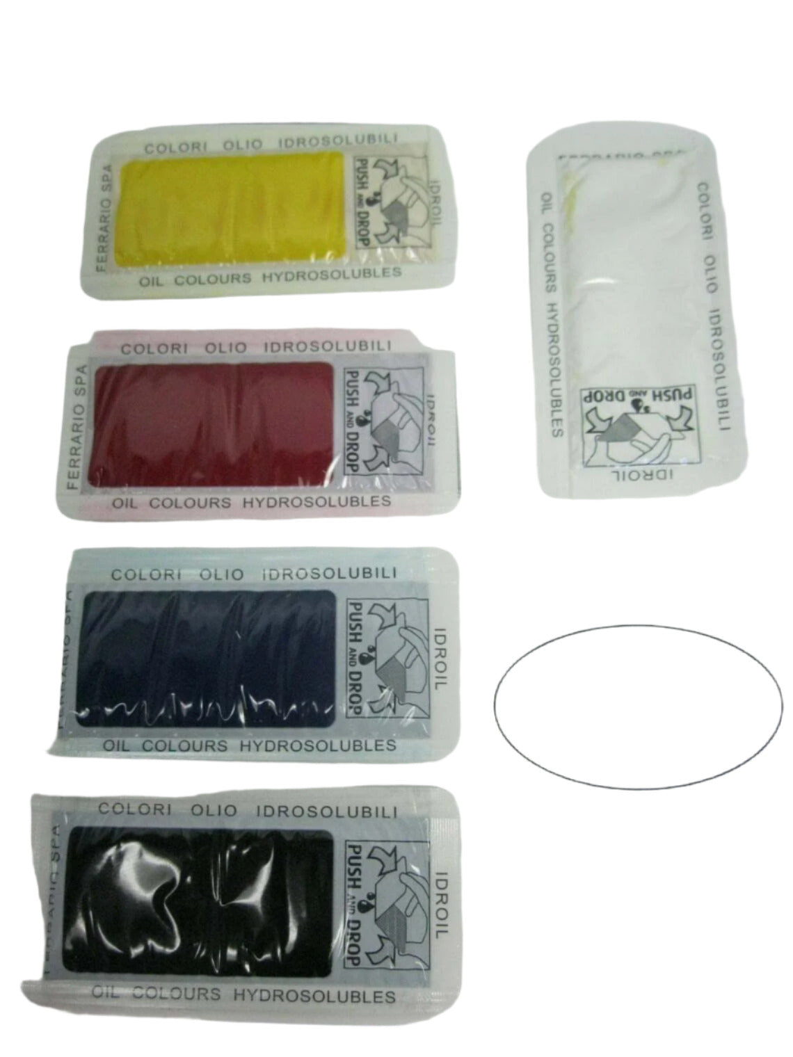 Peinture à l'huile hydrosoluble pour artistes Ferrario Idroil (5 couleurs primaires 5 ml) 