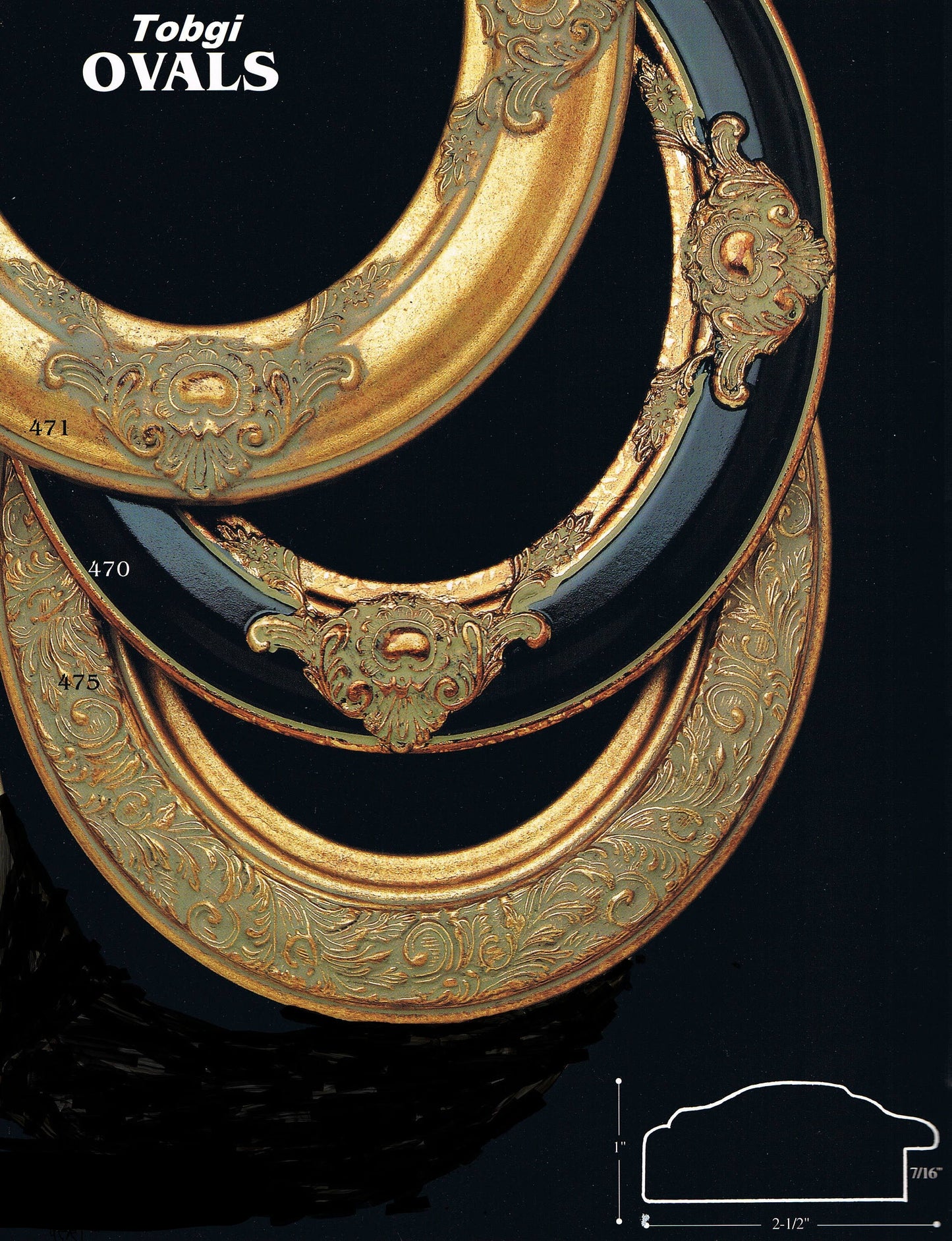 Vintage Gold & Black Hand Finish Gallery Oval Picture Frame 22x28 Moulding  2 1/2 " Wide #470
