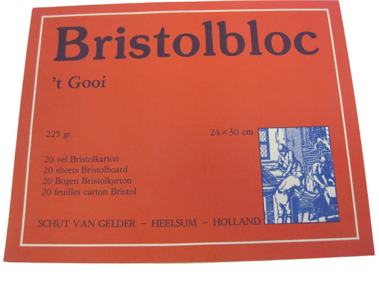 Bristolbloc 't Gooi 24x30cm 20 feuilles 225gr SCHUT VAN GELDER Fabriqué en Hollande