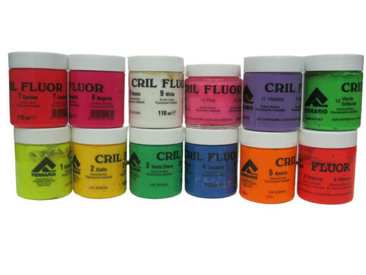 Ferrario Cril Fluor 110ml Peinture acrylique indélébile fluorescente - Fabriquée en Italie