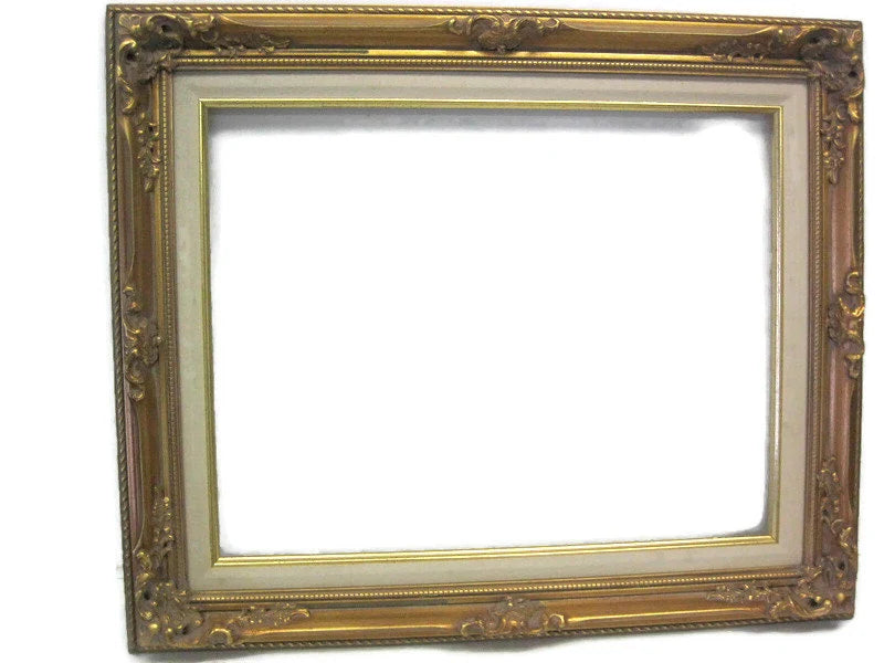 Wooden Ornate Gold Leaf with Linen Liner----Only available in store---