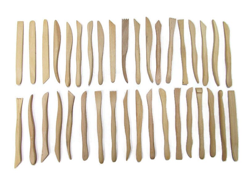 Large set of 37Pcs wooden pottery Clay Sculpture Carving Tools 6''