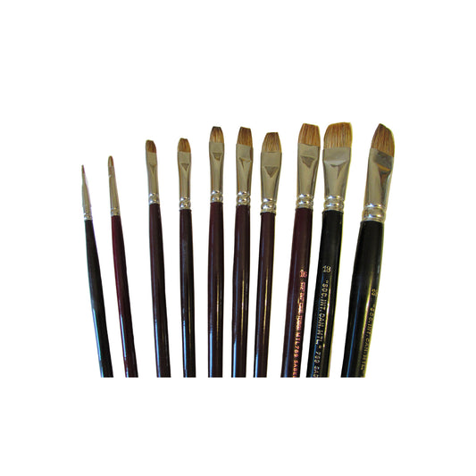 Pinceau artistes pour huile , poils de martre imitation (Sabeline) demi long, manche long, fabriquée en Allemagne