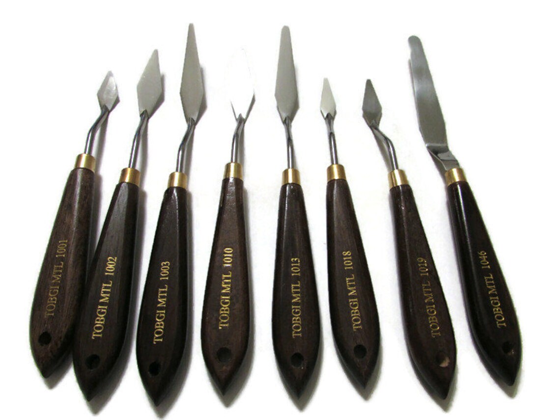 Couteau à peindre pour artistes manche en bois pour artistes