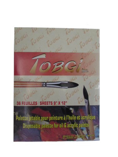 Artist Disposable Paper Palette, featuring the brand logo, product size 9x12 inches, 