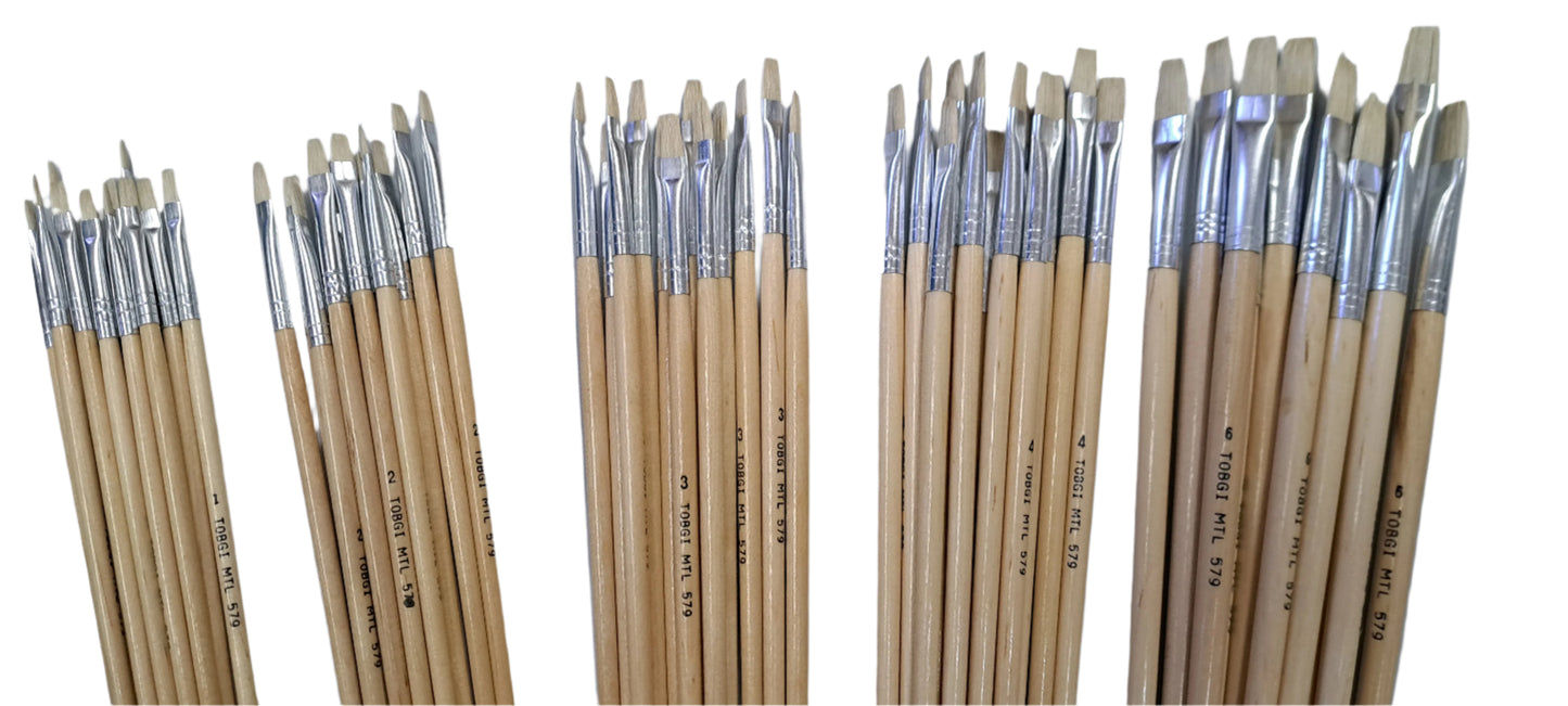 Lot de 12 pinceaux d'artiste en soies de porc pour huile et acrylique