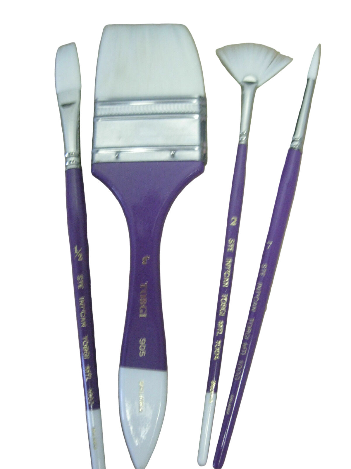 Ensemble  de 4 pinceaux de qualité en martre synthétique